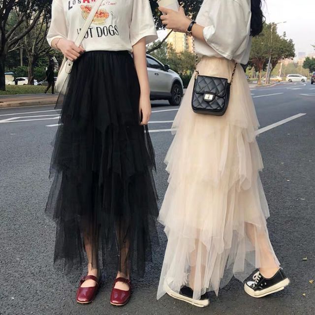 พร้อมส่ง กระโปรงผ้ามุ้ง​4ชั้น​ ฟรุ้งฟริ้ง รุ่น-835