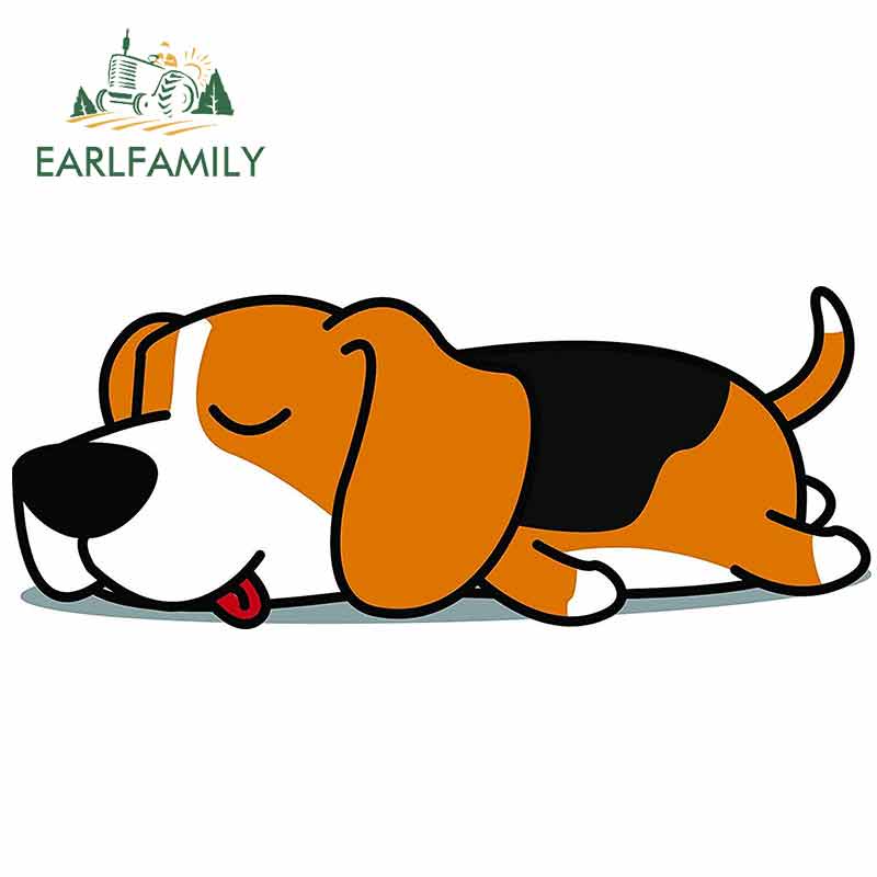 Earlfamily 13 ซม.น ่ ารัก Sleepy ขี ้ เกียจ Beagle ลูกสุนัขสุนัขสติกเกอร ์ รถการ ์ ตูนรถจักรยานยนต ์ กันน ้ ําไวนิลรูปลอกเหมาะสําหรับแบนและเรียบทําความสะอาดพื ้ นผิว