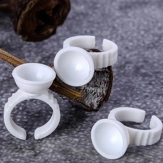 100ชิ้น/ถุง แหวนใส่กาวต่อขนตา แหวนใส่สี แหวนใส่กาว แหวนหลุมใส่กาว อุปกรณ์ต่อขนตา ที่ใส่กาวติดขนตา
