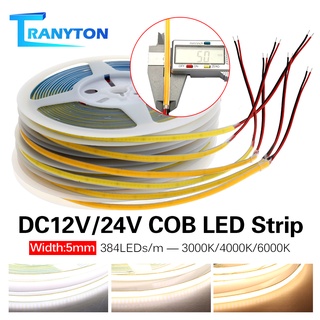 ใหม่ แถบไฟ LED Cob DC12V 24V 480led ม. 5 มม. 8 มม. กว้าง 5 ม. ยืดหยุ่น สีขาวอบอุ่น สําหรับตกแต่ง