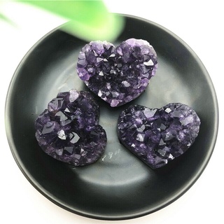 Natural Uruguay Amethyst Geode Cluster Quartz Crystal Hand Carved Heart Healing Natural Stones and Minerals ghu9 jcO6