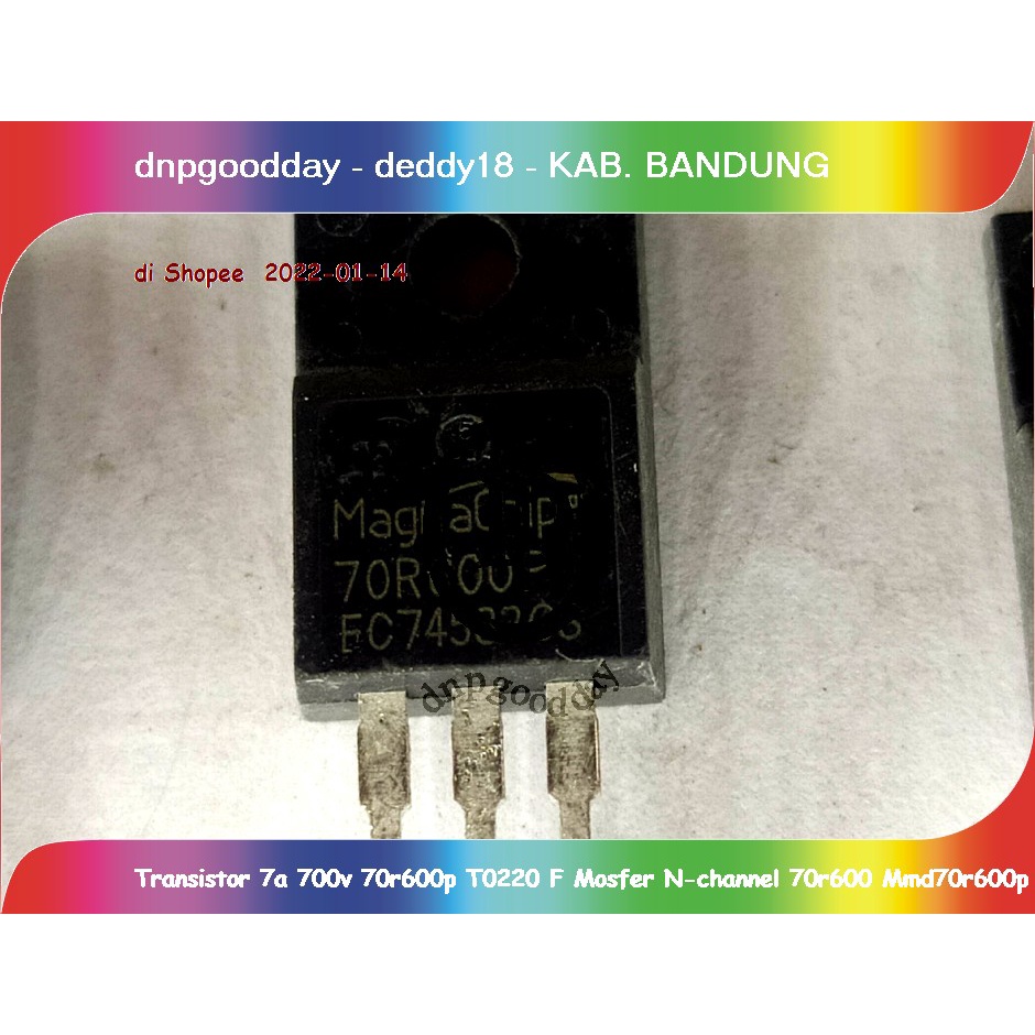ทรานซิสเตอร์ 7a 700v 70r600p T0220 F Mosfer N-channel 70r600 Mmd70r600p