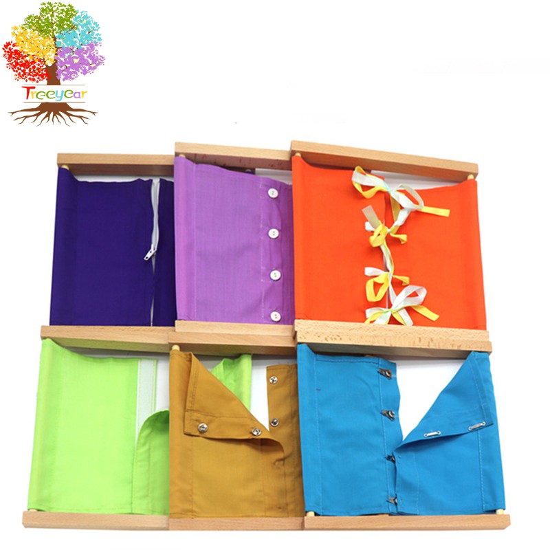 Montessori ชีวิตประจำวันอุปกรณ์การสอน Montessori เสื้อผ้าและกรอบโรงเรียนอนุบาลเรียนรู้การแต่งกายของเล่นพ่อแม่ลูก