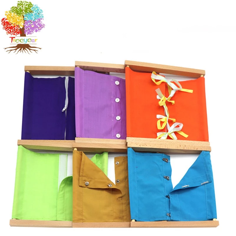 Montessori ชีวิตประจำวันอุปกรณ์การสอน Montessori เสื้อผ้าและกรอบโรงเรียนอนุบาลเรียนรู้การแต่งกายของเล่นพ่อแม่ลูก