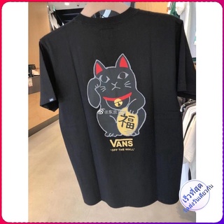 Tokyo Egg Vans Lucky Cat Theme Series เสื้อยืดลําลองสําหรับผู้ชายผู้หญิงแขนสั้นพิมพ์ลาย Lucky Cat