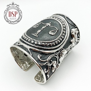 กำไลข้อมือราศีตุลย์ กำไล 12 ราศีแห่งดวงดาว กำไลเงินแท้ 92.5% : Libra zodiac 925 Sterling Silver Bangle[GSPP0318]