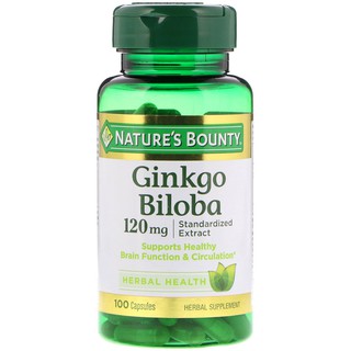 Natures Bounty Ginkgo Biloba 120 mg 100 Capsules สารสกัดแปะก๊วยบำรุงสมอง 120 มิลลิกรัม 100 แคปซูล