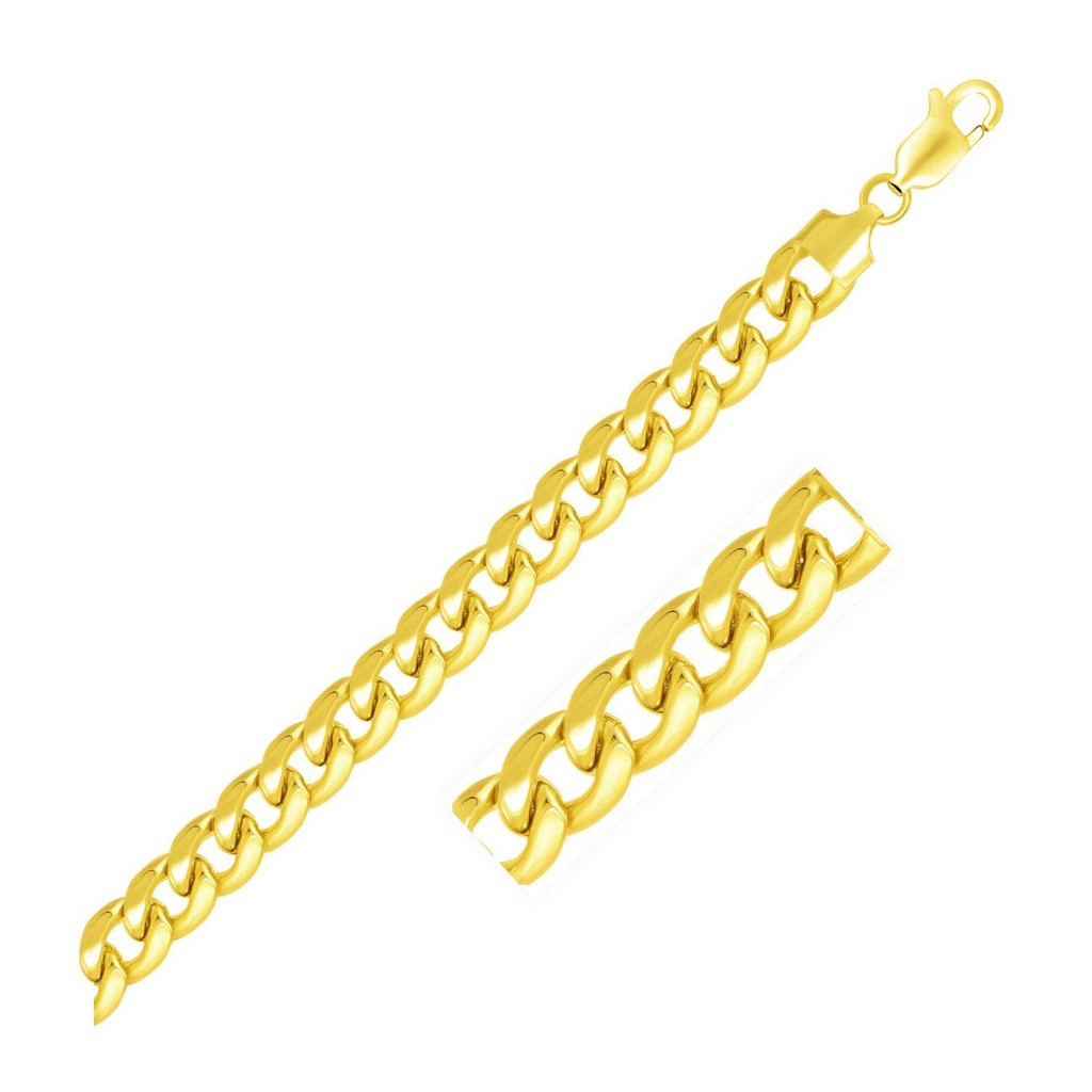 Nathalias NY สร้อยคอทองคำ 10k แบบ 7.8 mm  Miami Cuban Semi Solid Chain in 14k Yellow Gold