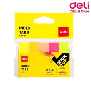 Deli A114 02 Sticky Note กระดาษโน๊ต 50x15mm. สีสันสดใส สีสะท้อนแสง มองเห็นชัดเจน โพสท์อิท (1ชิ้น)