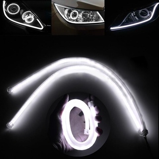 2 ชิ้น 60 ซม. LED รถ DRL โคมไฟวิ่งกลางวัน ยืดหยุ่น นุ่ม แถบแสงสีขาว