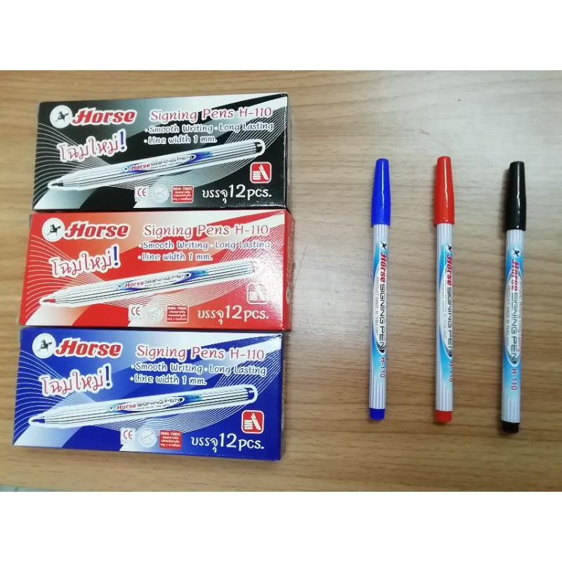 (3ด้าม) ปากกาสีน้ำตราม้า​ H-110 ปากกาเมจิกด้ามลาย​ คละสีได้ตามต้องการ