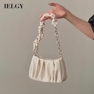 IELGY Urban Simple Ladies Solid Color Soft Leather Comfortable Chain Diagonal Bag