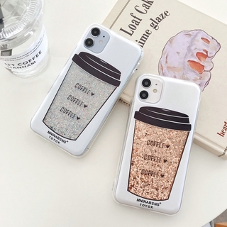 Iphone 11 X 12 กรณี ทรายดูด ถ้วยกาแฟ อ่อนนุ่ม TPU กรณี เคสโทรศัพท์ป้องกันแบบรวมทุกอย่างสำหรับ IPhone XS XR