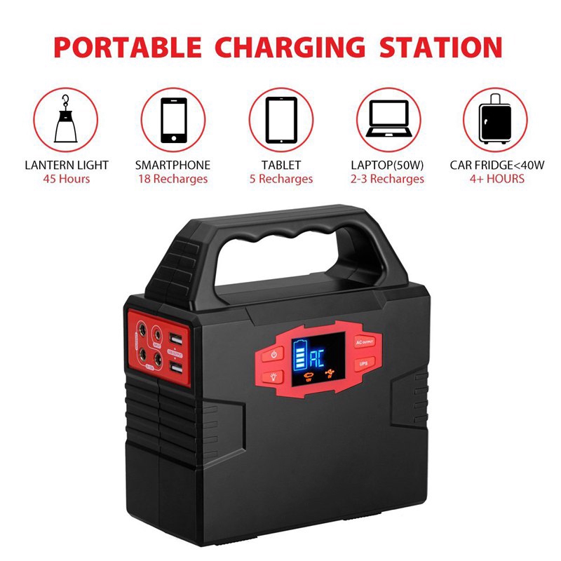 150W 110V 40800mAh UPS ลิเธียมฉุกเฉินพลังงานแสงอาทิตย์ Modified Sine Wave LED แบบพกพารถฉุกเฉิน Power