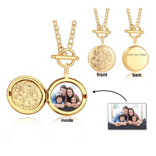 Vnox สร้อยคอจี้ล็อกเก็ตสแตนเลสสําหรับผู้หญิงสามารถแกะสลักด้า…