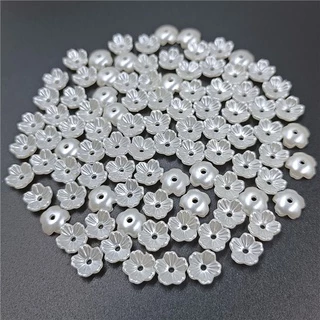 ลูกปัดไข่มุกเทียม อะคริลิค ABS สีขาว สําหรับทําเครื่องประดับ DIY 50 100 ชิ้น