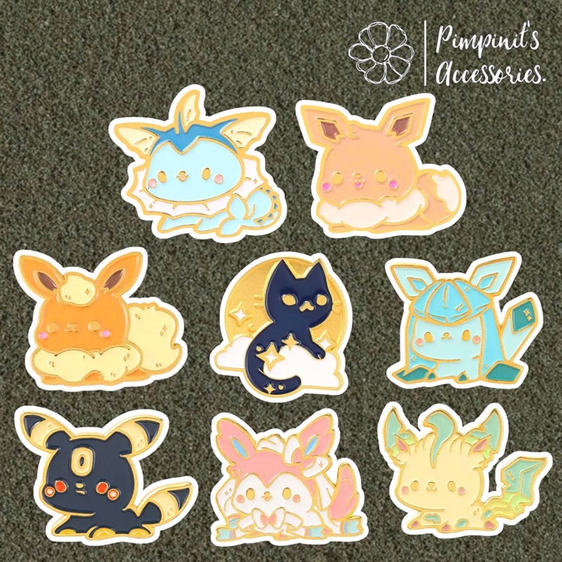 ʕ •ᴥ•ʔ ✿ พร้อมส่ง : เข็มกลัดเซ็ทเบบี้โปเกม่อน ชาวเวอร์สและอีวุย | Vaporeon & Eevee Baby Pokémon Enam