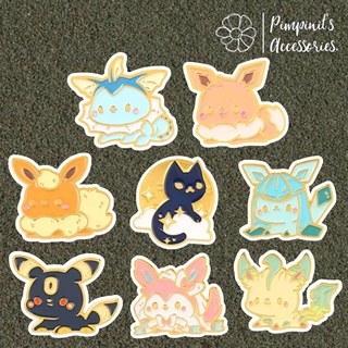 🇹🇭 พร้อมส่ง : เข็มกลัดเซ็ทเบบี้โปเกม่อน ชาวเวอร์สและอีวุย | Vaporeon &amp; Eevee Baby Pokemon Enamel Brooch Pin Set.