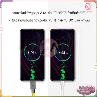 สายชาร์จ realme แท้ สายชาร์จแอนดรอยด์ ชาร์จเร็ว กำลังไฟ2.1A USB สายยาว 1เมตร มาตรฐาน ​สายชาร์จไว ทนทาน คุณภาพดี