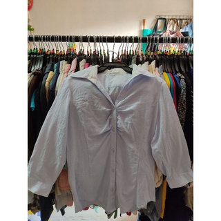 เสื้อเชิ้ตลายริ้วสีฟ้า มือสอง