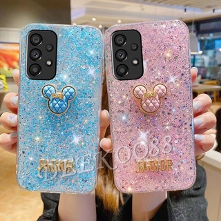 เคสโทรศัพท์มือถือ ซัมซุง Samsung Galaxy A13 A23 LTE A33 A53 A73 A22 S22+ S22 Ultra S21 FE 4G 5G Phone Cell Case Glitter Bling Sequins Gel Smartphone Casing Softcase TPU Lovely Cute Bear Back Cover