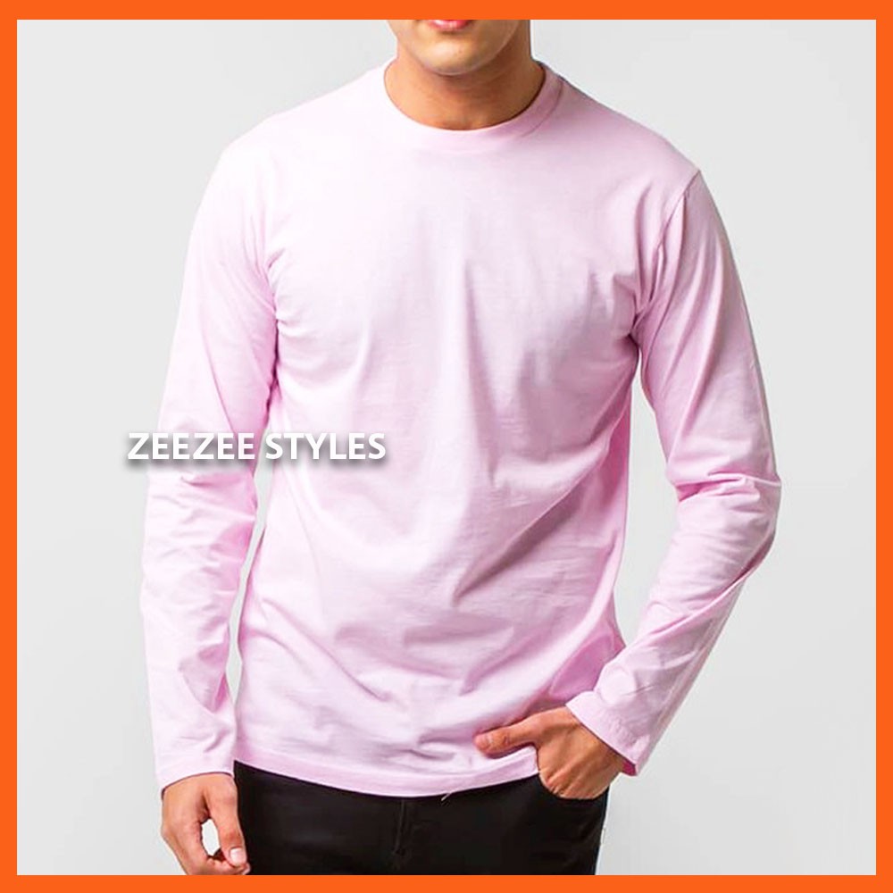 Distro Plain T-shirts for Men and Women, Cotton Combed 30s, Long Sleeve Baby Pink / Plain Shirts for