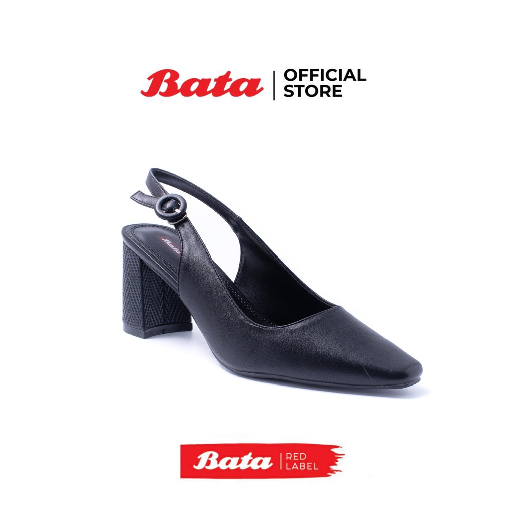 Bata Red Label บาจา รองเท้าส้นสูงรัดส้น รองรับน้ำหนักเท้า สูง 3 นิ้ว หัวแหลม พร้อมสายรัดข้อเท้า สุภาพ รุ่น Fanchon สีดำ 7516077