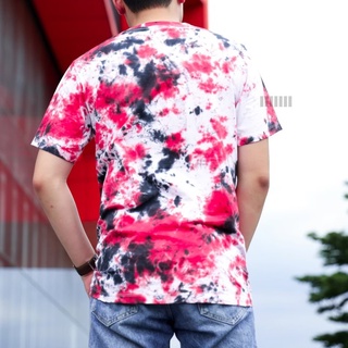 เสื้อมัดย้อมสีสด UNISEX | TIE DYE T-SHIRT | ผ้า Cotton100% - KT46-แดงดำ-ประหลาด