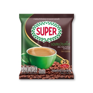 ซุปเปอร์ เอสเปรซโซ่ 20กรัม ยกแพ็ค 25ซอง กาแฟปรุงสำเร็จ 3in1 เข้ม กลมกล่อม SUPER COFFEE ESPRESSO