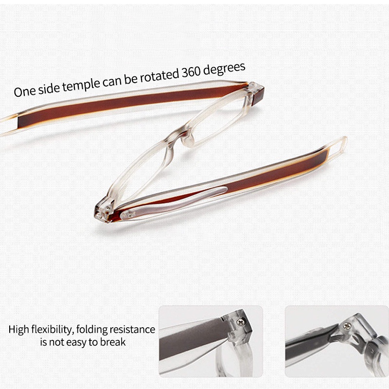 แว่นตาอ่านหนังสือ TR90 พับได้ หมุนได้ 360 องศา ป้องกันแสงสีฟ้า แบบพกพา สําหรับทุกเพศ - รูปที่ 2