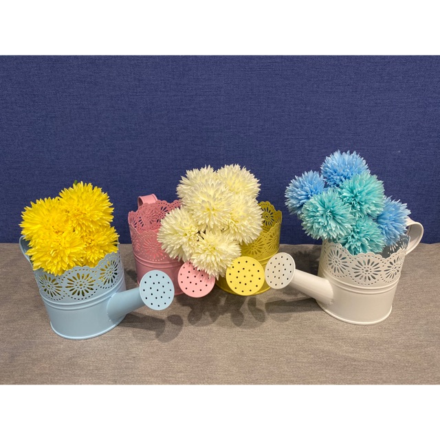 (สินค้าตำหนิ) บัวรดน้ำสังกะสี กระป๋อง ถัง ลายดอกไม้ สีสันสด - รูปที่ 3