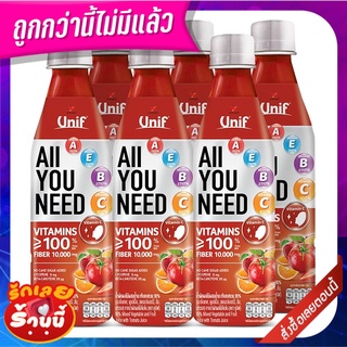 ยูนิฟ ออลยูนีด น้ำผักผลไม้ผสมมะเขือเทศรวม 95% 300 มล. x 6 ขวด Unif All You Need 95% Mixed Vegetable and Fruit Juice with