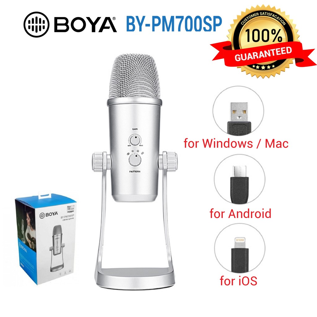 Boya BY-PM700SP USB microphone Condenser ไมค์อัดเสียง ไมโครโฟน ใช้สำหรับ Lightning/ Type-C/ computer ของแท้100%