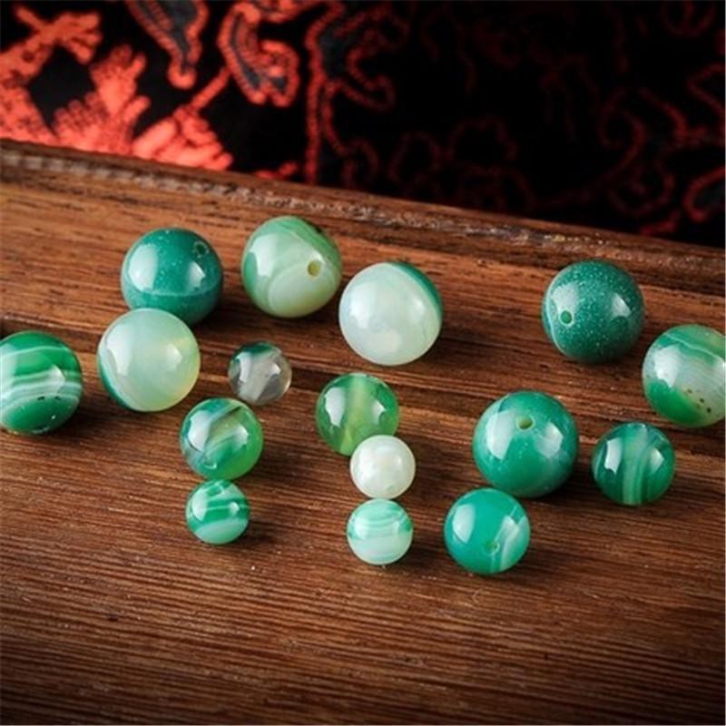 เครื่องประดับลูกปัดสีเขียวธรรมชาติ 4 6 8 10 12 มม.