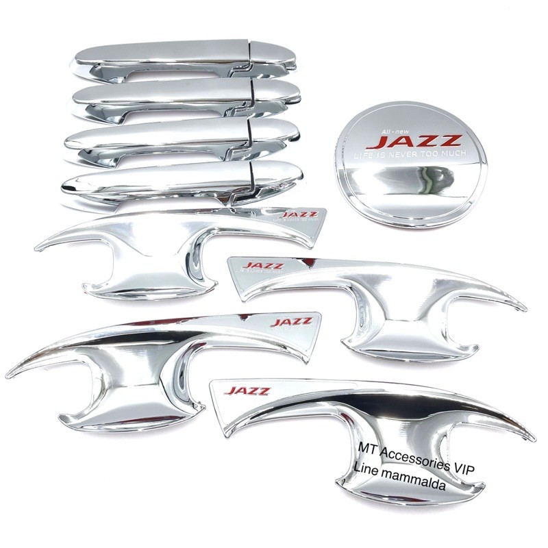 เบ้ากันรอย ครอบมือจับ ครอบฝาถังน้ำมัน honda jazz ปี 2014-2025 ฮอนด้า แจ๊ส สีดำโลโก้แดง