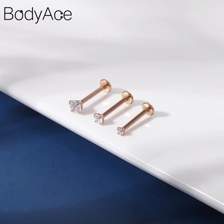 Bodyace จิวเจาะหู ทรงกระบอก สเตนเลส 2 3 4 มม. 1 ชิ้น
