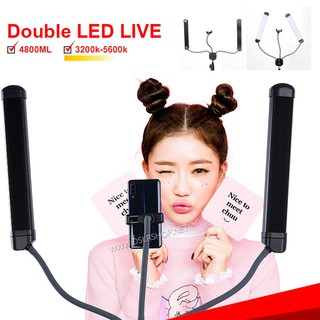 ชุดไฟ Double LED ไลฟ์สด แต่งหน้า  รีวิว  ถ่ายเซลฟี่ Youtube สามารถปรับสีจากขาวไปส้มได้ตามต้องการ 3200K-5600K