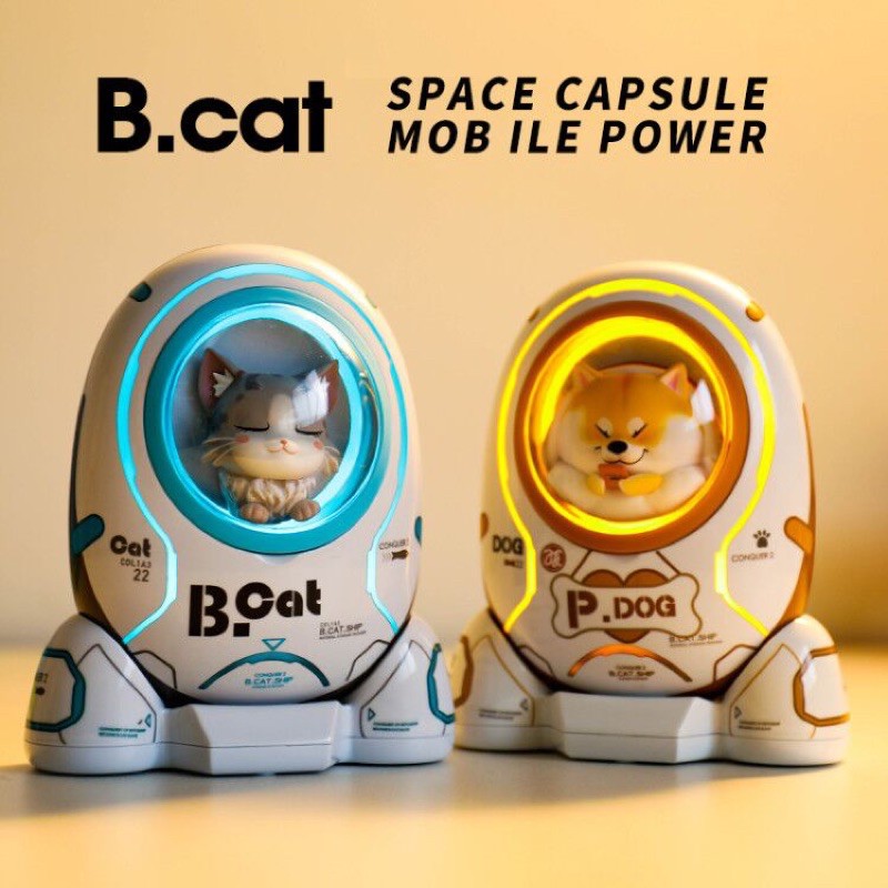 พาวเวอร์แบงค์หมา แมว อวกาศ B.Cat&P.Dog (space capsule power bank)ความจุ10,000mAh สามารถเปิด/ปิด ไฟตั
