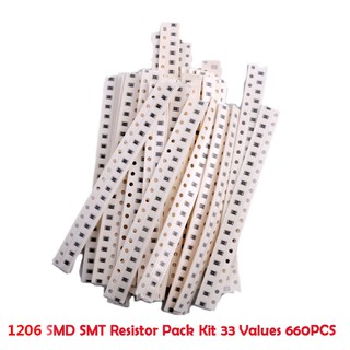 1206 Smd Resistor Kit Assorted Kit 1Ohm-1M Ohm 1% 33Valuesx 20Pcs=660Pcs Sample Kit