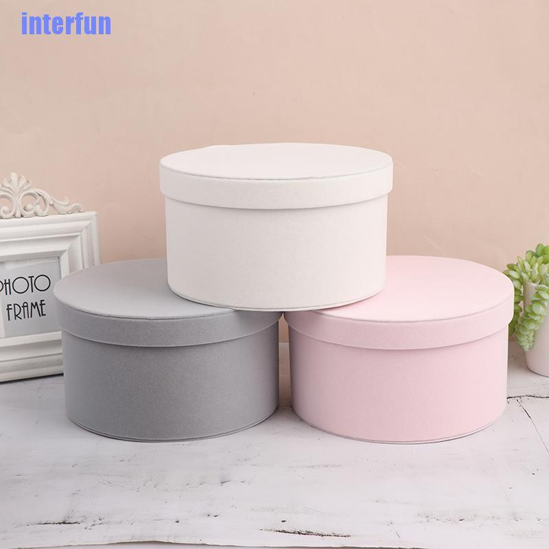 (Interfun) กล่องดอกไม้ ผ้าสักหลาด ทรงกลม สําหรับของขวัญ 1 ชิ้น (ขายดี