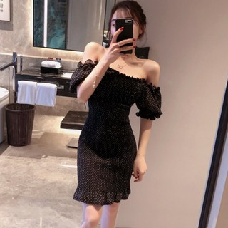 dress พร้อมส่ง 2018 ชุดเดรสสั้นแขนพองแฟชั่นสําหรับผู้หญิง