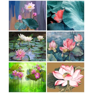 Ruopoty กรอบรูปอะคริลิค บนผ้าใบ รูปดอกบัว ขนาด 60x75 ซม. 50x65 ซม. 40x50 ซม. สําหรับตกแต่งผนัง ห้องนั่งเล่น DIY