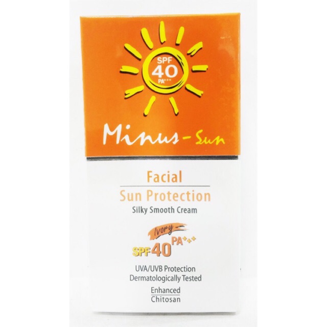 Minus-Sun Facial Sun Protection ไมนัส-ซัน ครีมกันแดด สีเนื้อ(Ivory)และ สีขาว(white)SPF40 PA+++