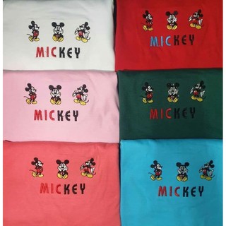 เสื้อยืดคอกลมแขนสั้น Mickey งานปัก 100%Cotton