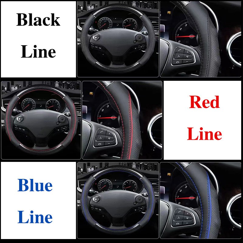 Ford Carbon Fibre หนังพวงมาลัยรถสําหรับ Ranger Fiesta Focus Everest EcoSport Escort Escape Explorer อุปกรณ์เสริม - รูปที่ 4