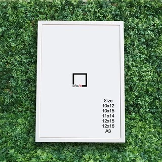 กรอบรูป 10x12" 10x15" 11x14" 12x15" 12x16" A3 และ 30x40 cm สีขาว ตั้งและแขวน พร้อมกระจก