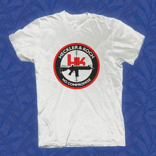 T-shirt เสื้อยืด พิมพ์ลายโลโก้ Hk Heckler &amp; Koch สําหรับผู้ชาย S-5XL