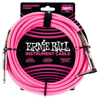 ERNIE BALL® แบบไนลอนถัก ยาว 5.5 เมตร หัวตรง/ หัวงอ (18FT Braided, Straight / Angle Instrument Cable / P06083)