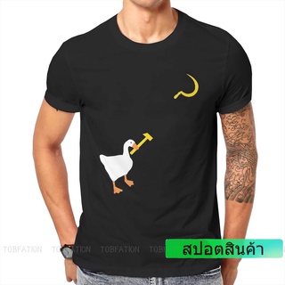 ROUND คอลูกเรือแฟชั่น เสื้อยืดคอกลม ผ้าฝ้าย พิมพ์ลาย Untitled Goose Game Comrade สไตล์คลาสสิก สําหรับผู้ชาย COMING CLUB