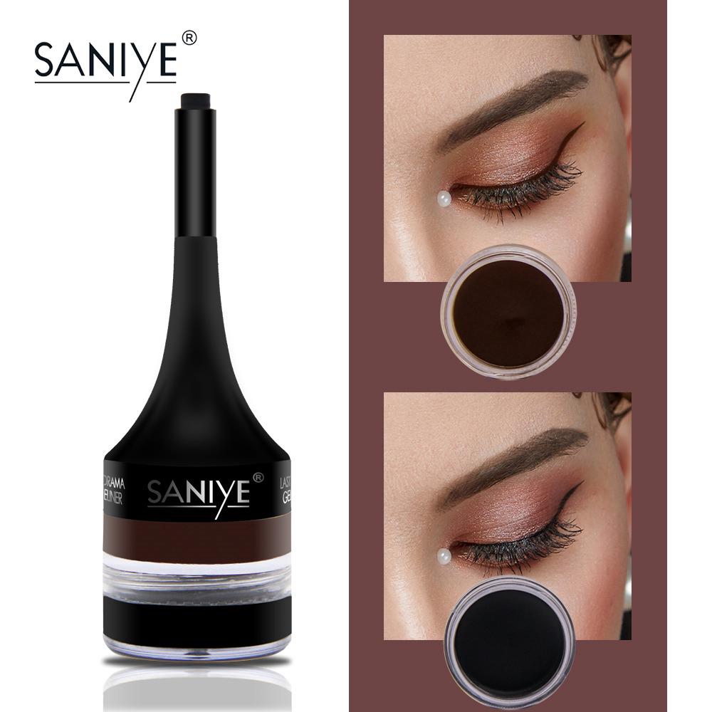 【SANIYE】 2 in 1 อายไลเนอร์สีดำกันน้ำพร้อมแปรงแต่งหน้า Black Brown Eyeliner Gel Waterproof   M208